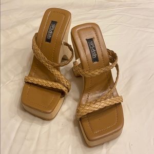 NWT Strappy Wooden Heel Sandals